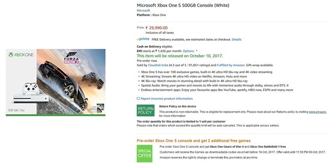 Microsoft Xbox One S India