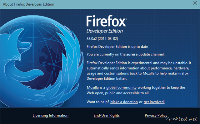 Mozilla Firefox 64-Bit Developer Edition