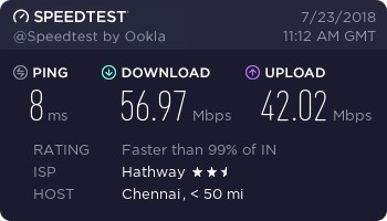 My internet connection's default speed