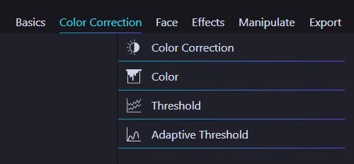 color correction menu